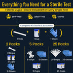 2 in 1 UTI Test Strips for Women & Men with Sterile Cups & Gloves | Individually Wrapped & Trusted by Doctors Private at Home UTI Test Strip - Accurate Results in 2 Minutes - 5 Tests